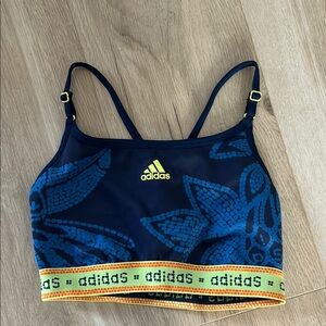 Adidas Navy and Yellow Floral Sports Bra
